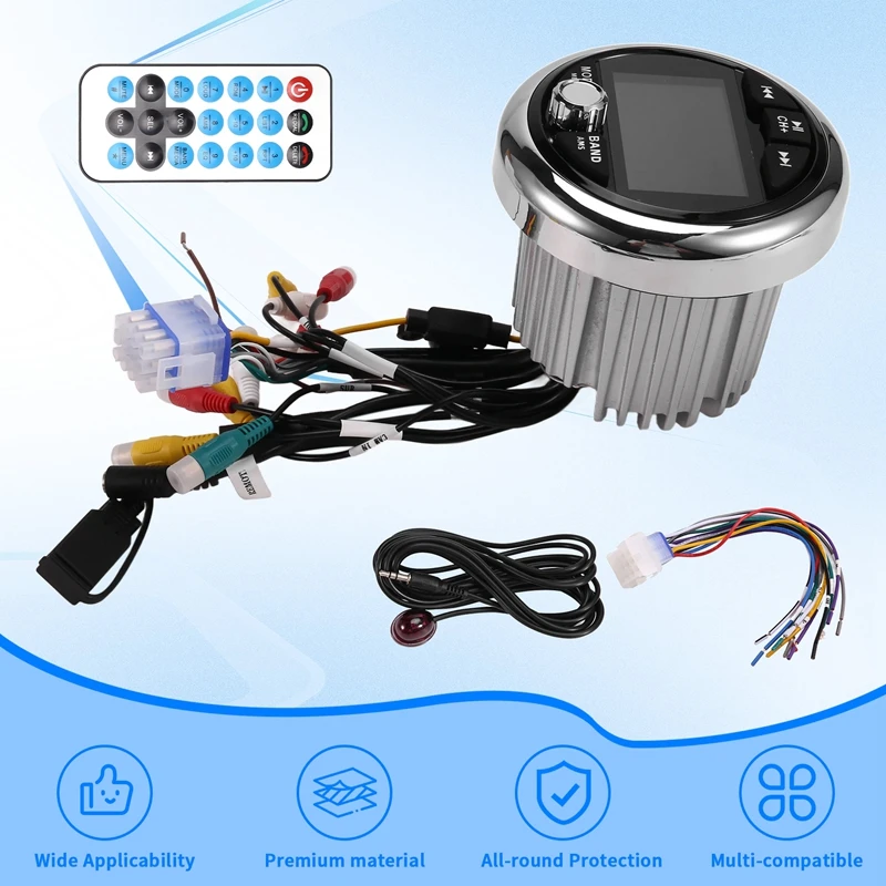 Boat Radio MP5 Marine Stereo Source Media Player AM FM RDS Receiver Video Play Bluetooth For ATV UTV SPA RZR