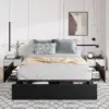 Full Size Platform Bed Frame with 3 Storage Drawers, Faux Leather Upholstered, Wooden Slats Support, No Box Spring Needed 6