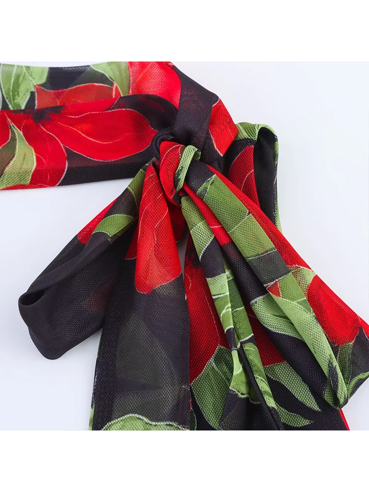 TFMLN جديد المرأة الأزهار طباعة فستان طويل مثير ال...