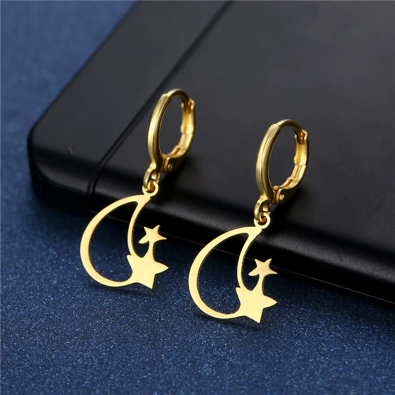 20/30/50 Paare/los Mode Hohe Qualität Edelstahl Hoop Ohrring Liebe Schmuck Für Frauen Mond Herz Schmetterling mix Stil – Detail 22