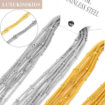 LUXUKISSKIDS Gothic New Chains Net Rope With Beads Chain Wholesale Stainless Steel Fashion Jewelry DIY Necklace Bulk 10pcs/Sale