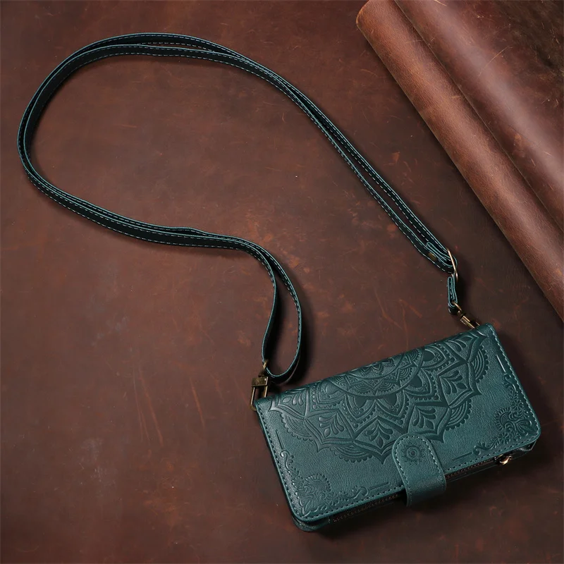 Luxury Long Strap Zipper Leather Wallet Case and Cover