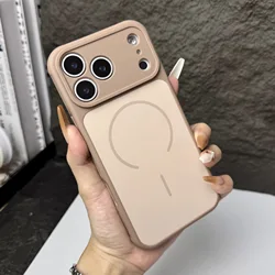 Premium Glossy Hard Shockproof Glass Case with Macaron Candy Colors - iPhone 15 Plus (Khaki Brown)