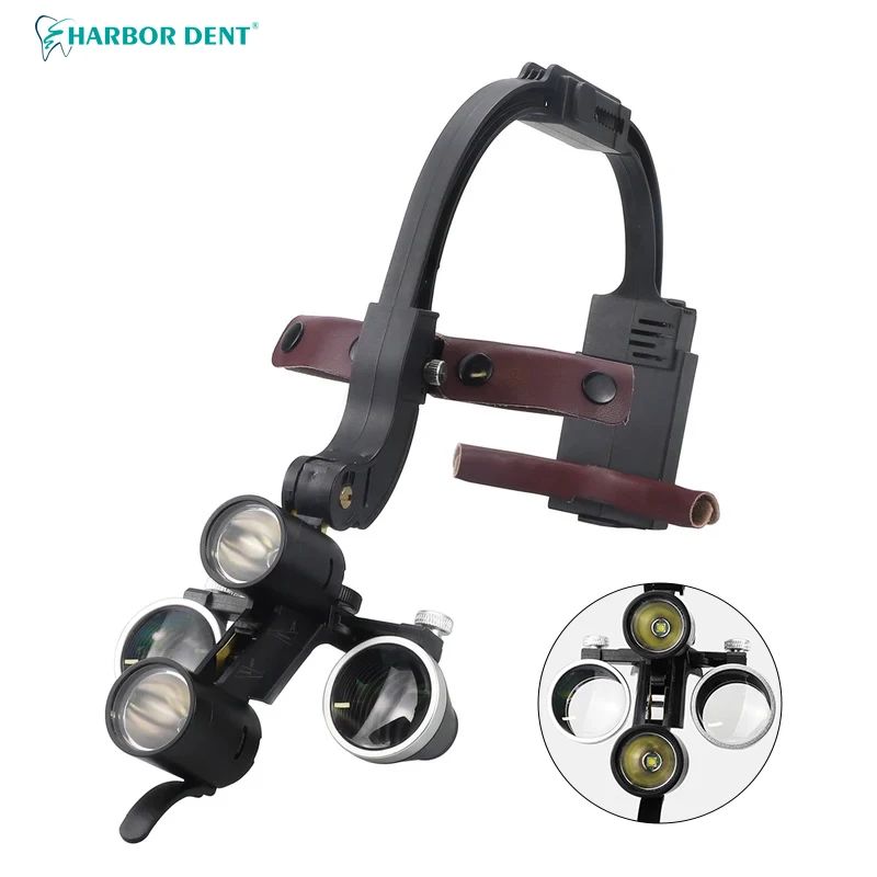 Loupes Binoculaires Dentaires 3,5x Avec Lumière Frontale LED 5W - Filtre Optique, Clip Métal - Neuf