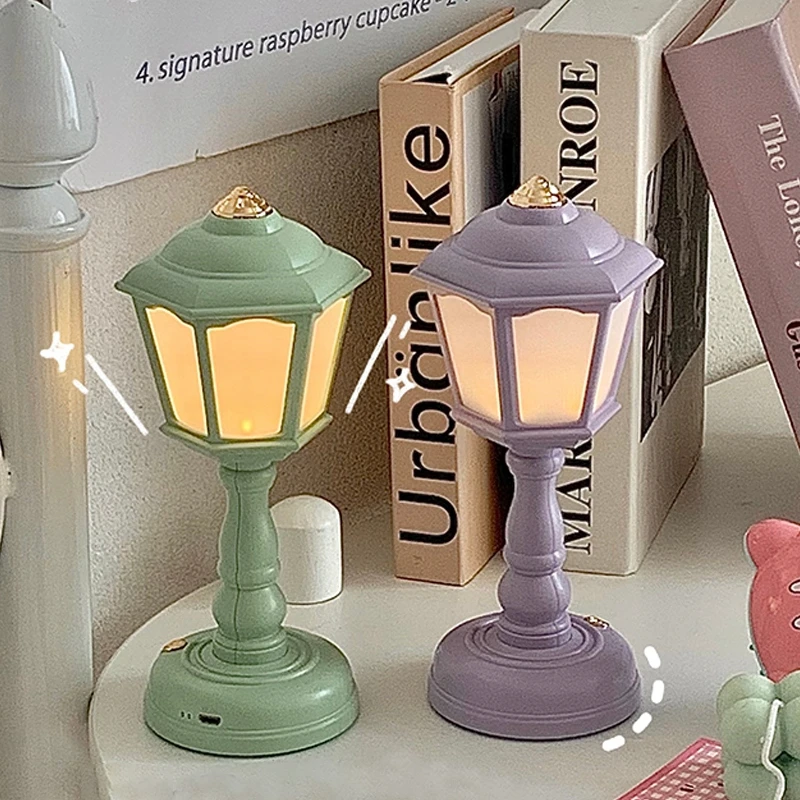 DJSDN Mini lámpara de mesa LED Retro, pilas de botón, lámparas de  escritorio, luces de noche táctiles, lámpara de diseño de calle, luz de  noche, decoración de habitación (Color : S4) 