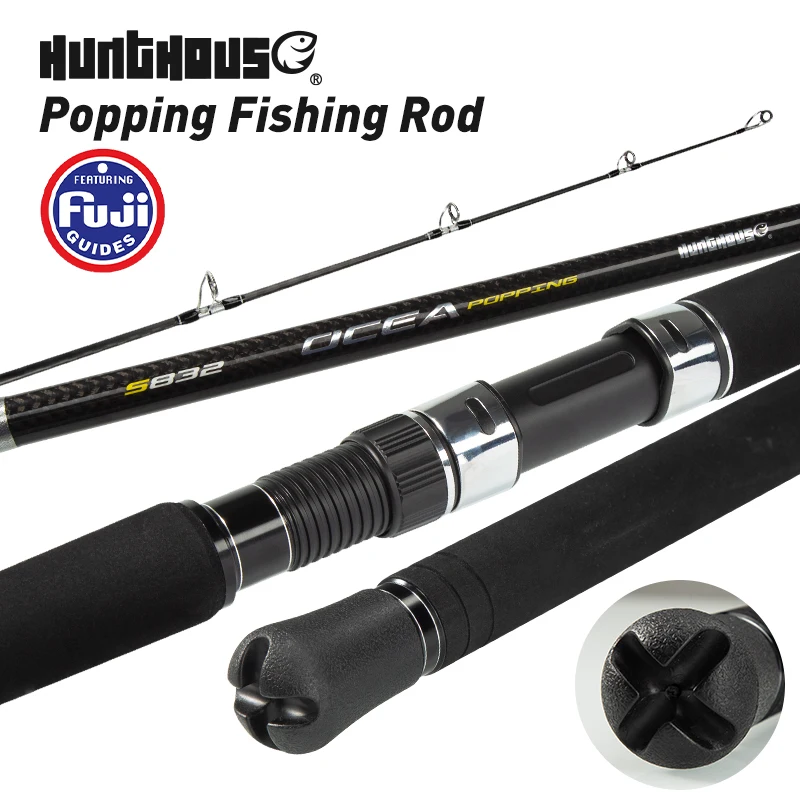 Hunthouse Spinning Popping Fishing Rod Big Game 30T 3 Sections 2.5m Lure  Weight 200g Fuji Guide Ocean Boat Tuna GT Accessories