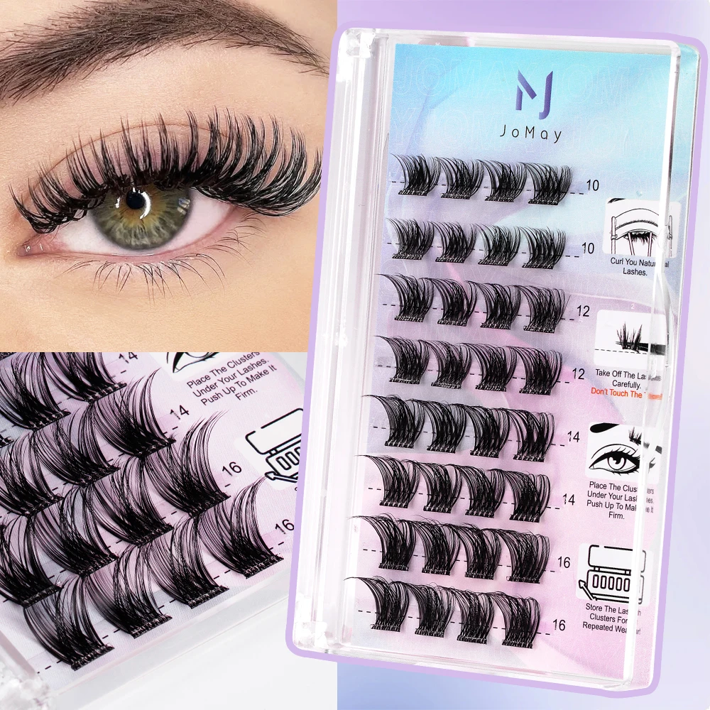 

Soft Self Adhesive Eyelashes Clusters Kit Pre-glued Mixed Length Press on Lashes Reusable DIY Lash Extension For Beginners