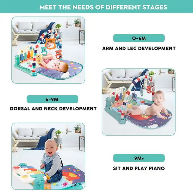 Baby Activity Gym Music Rack Play Mat Kid Rug Puzzle Carpet Piano Keyboard Infant Playmat Crawling Game Pad Baby Toy Gift NEW 4
