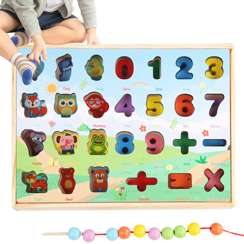 

Wooden Number Puzzle Math Learning Toys Creative Interactive Unique Counting Puzzle STEM Preschool Learning Toys Gifts Boys