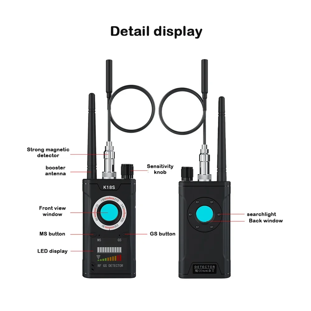 K18s Multi-function Anti Detector Camera GSM Audio Bug Finder GPS Signal Lens RF Tracker Detect Wireless Camera