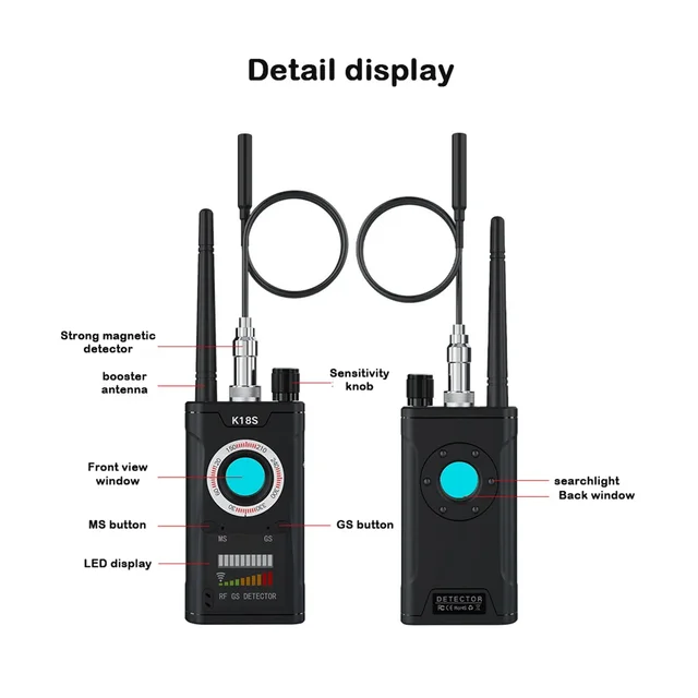 K18s Multi-function Anti Detector Camera GSM Audio Bug Finder GPS Signal lens RF Tracker Detect Wireless Camera 2