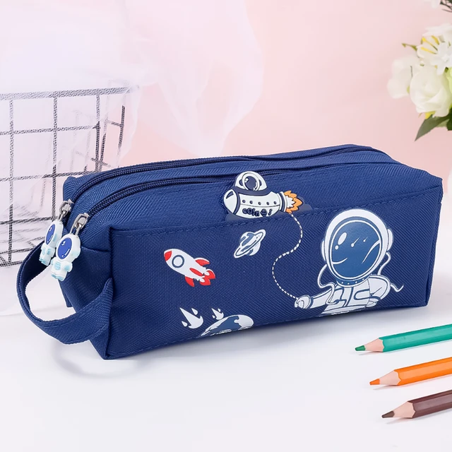 Portable double-layer canvas pencil case Boys zipper pencil bag School  stationery storage bag Student pen case Oxford cloth bag - AliExpress