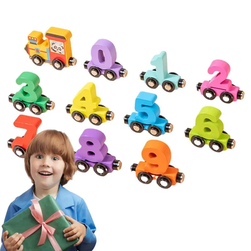 

Magnetic Number Train Wooden Educational Car Toy Color Cognition Toy Colorful Assembly Of Train Toy Magnet Number Train Children