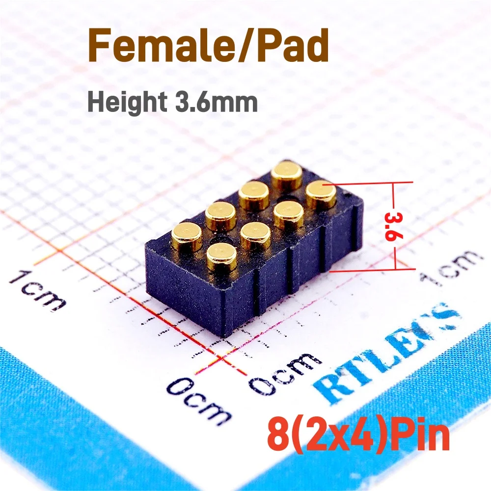 Gold Plated Spring Loaded Pogo Pin Connector with Double Row Mount, 2.0mm Pitch