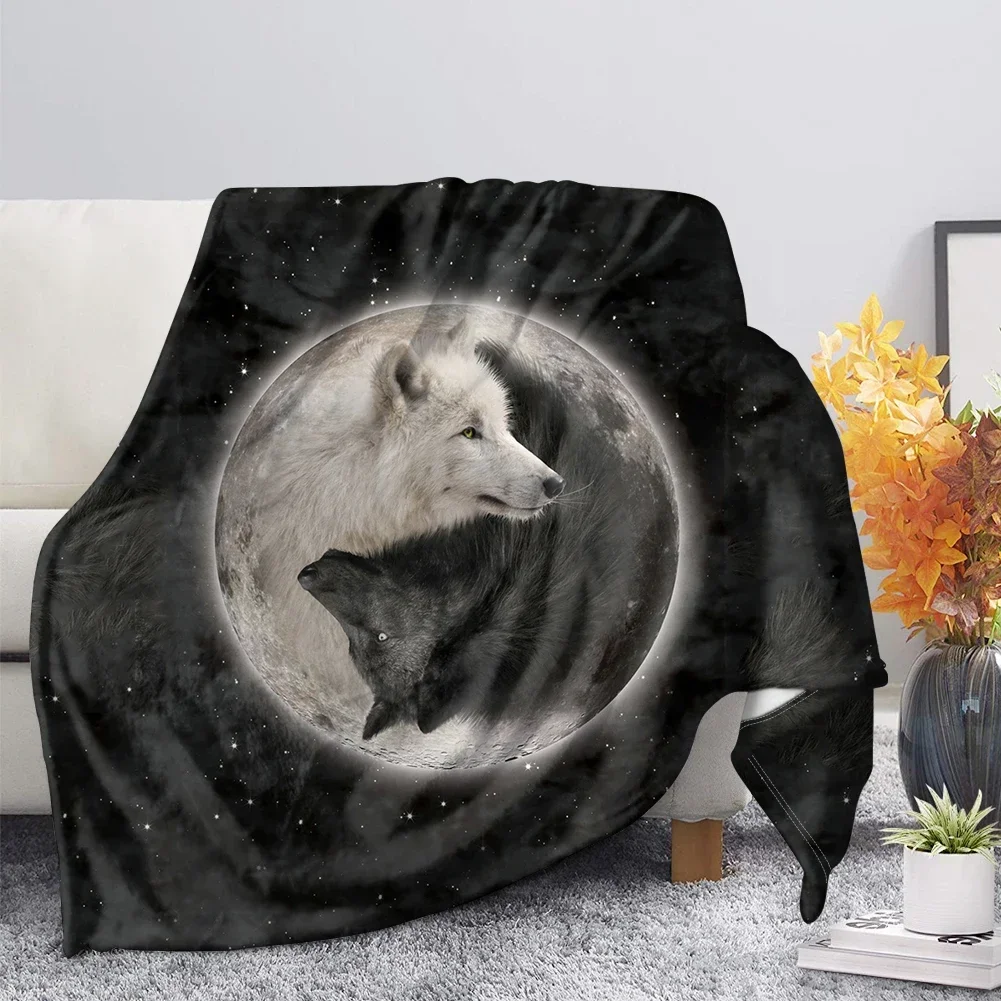Print  Wolf Pattern King Queen Size All Super Soft Lightweight Blanket for Bed SofaWarm 6