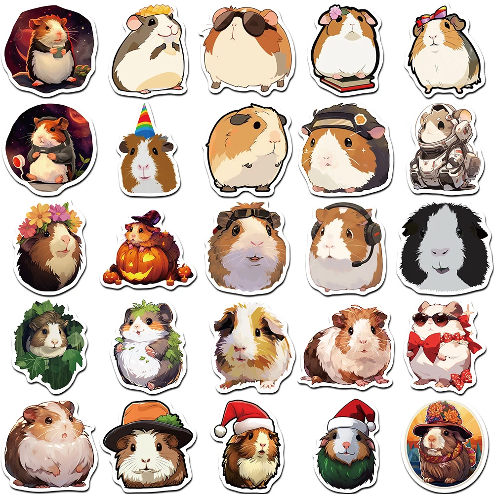 10/30/50pcs Kawaii Animals Guinea Pig Cartoon Stickers Graffiti Scrapbook Stationery Phone Case Waterproof Cute Kids Sticker Toy