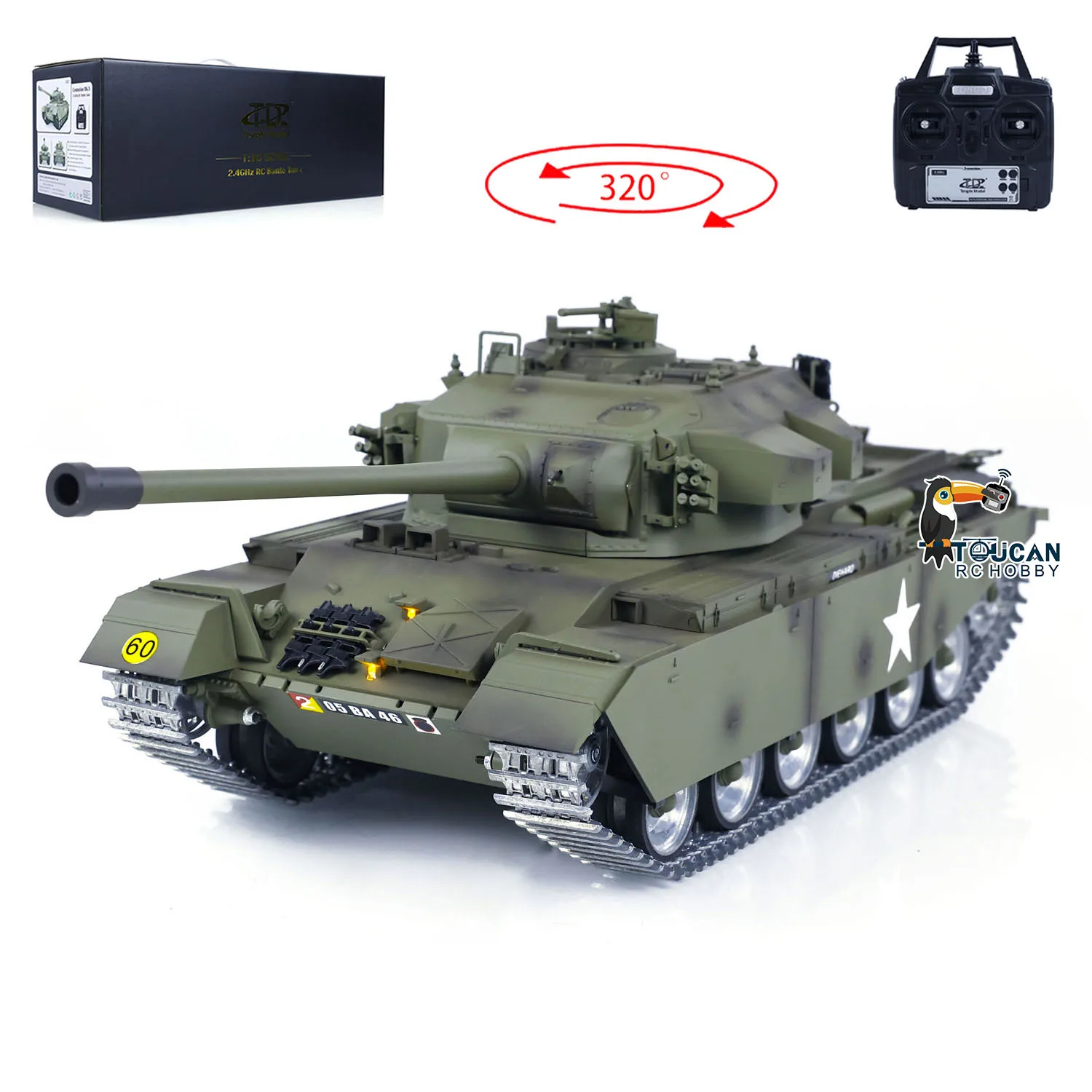 Toys 1:16 RC Tank British Centurion MK5 TOUCAN Remote Control Battle Tanks Metal Tracks Rock Arm Ready to Run Cars Gifts TH23298 4