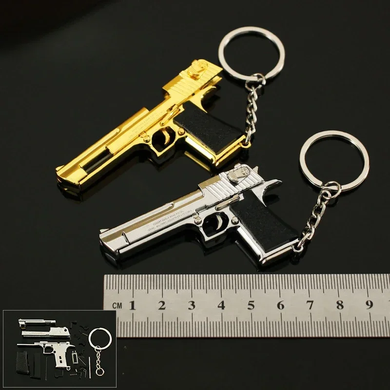 Alloy 1:4 Scale Desert Eagle Mini Pistol Model Keychain Mini Toy Gun Weapon Model Metal Keychain for Adult Kids Christmas Gift 2