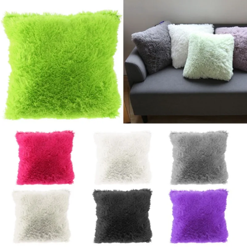 Description Picture 5 of itemSolid Soft Plush Faux Fur Cushion Covers Home Decorative Cushion Cover Throw Pillows For Sofa Car Chair Hotel Home Pillow Case