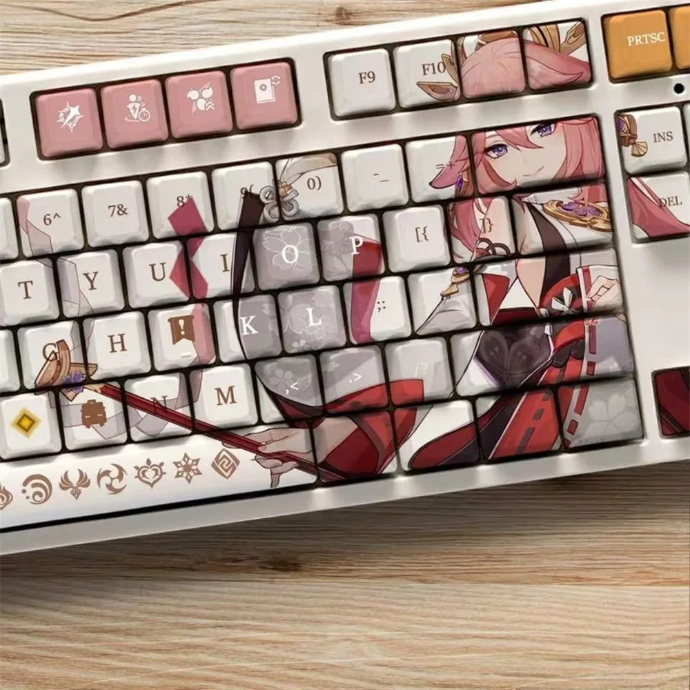 Chaves Genshin Impacto Tema Keycaps Pbt Anime Keycap Teclado Mecânico para Cereja mx Multi-papel Jogo Teclado Decoração Presente 108 - Imagem 2