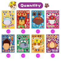 8/16 ورقة جعل وجه باو دورية لغز ملصقات الكرتون لتقوم بها بنفسك رايدر تشيس تجميع بانوراما الاطفال لعبة الأطفال الأولاد لعبة حفلة هدية 4