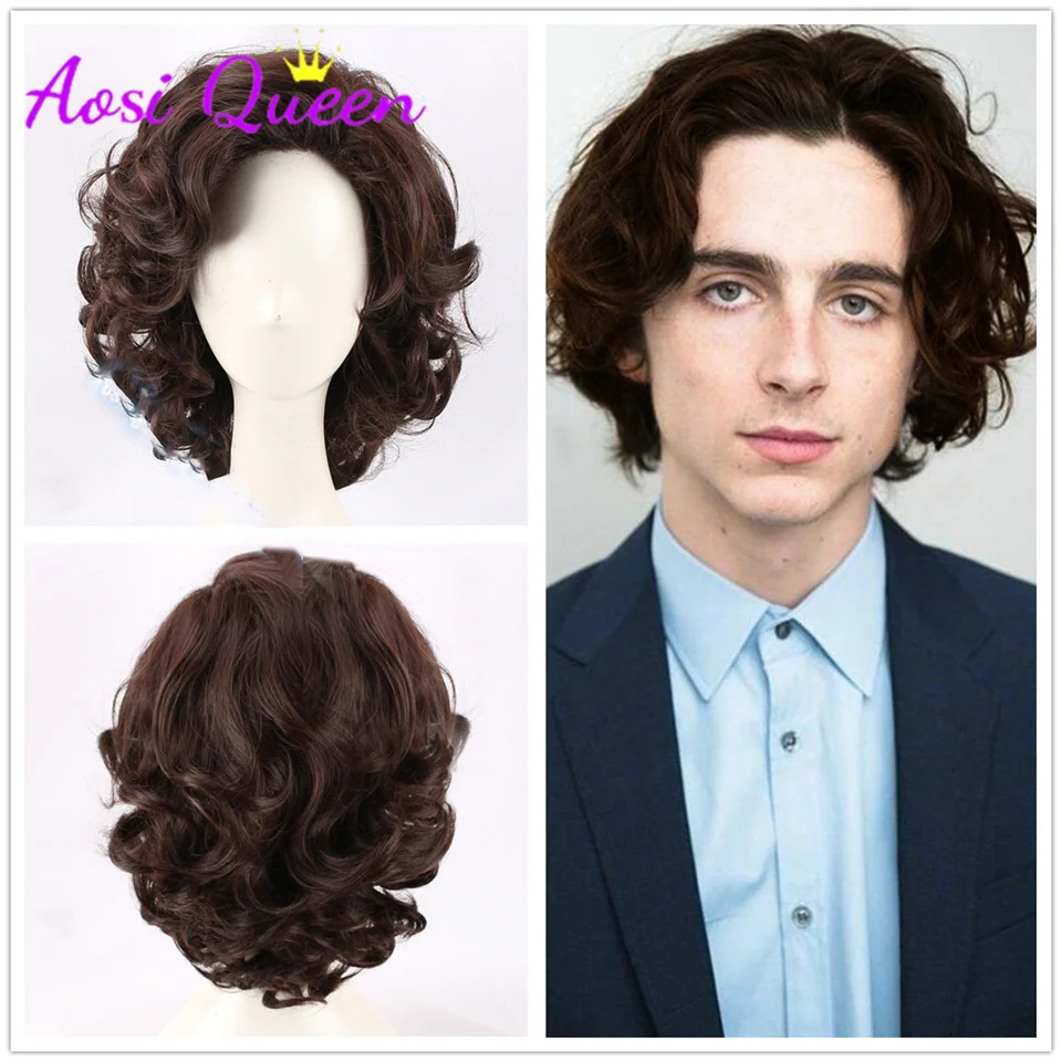 White Synthetic Hair Wig Brown Hair Wig Short Short Brown Wig Male