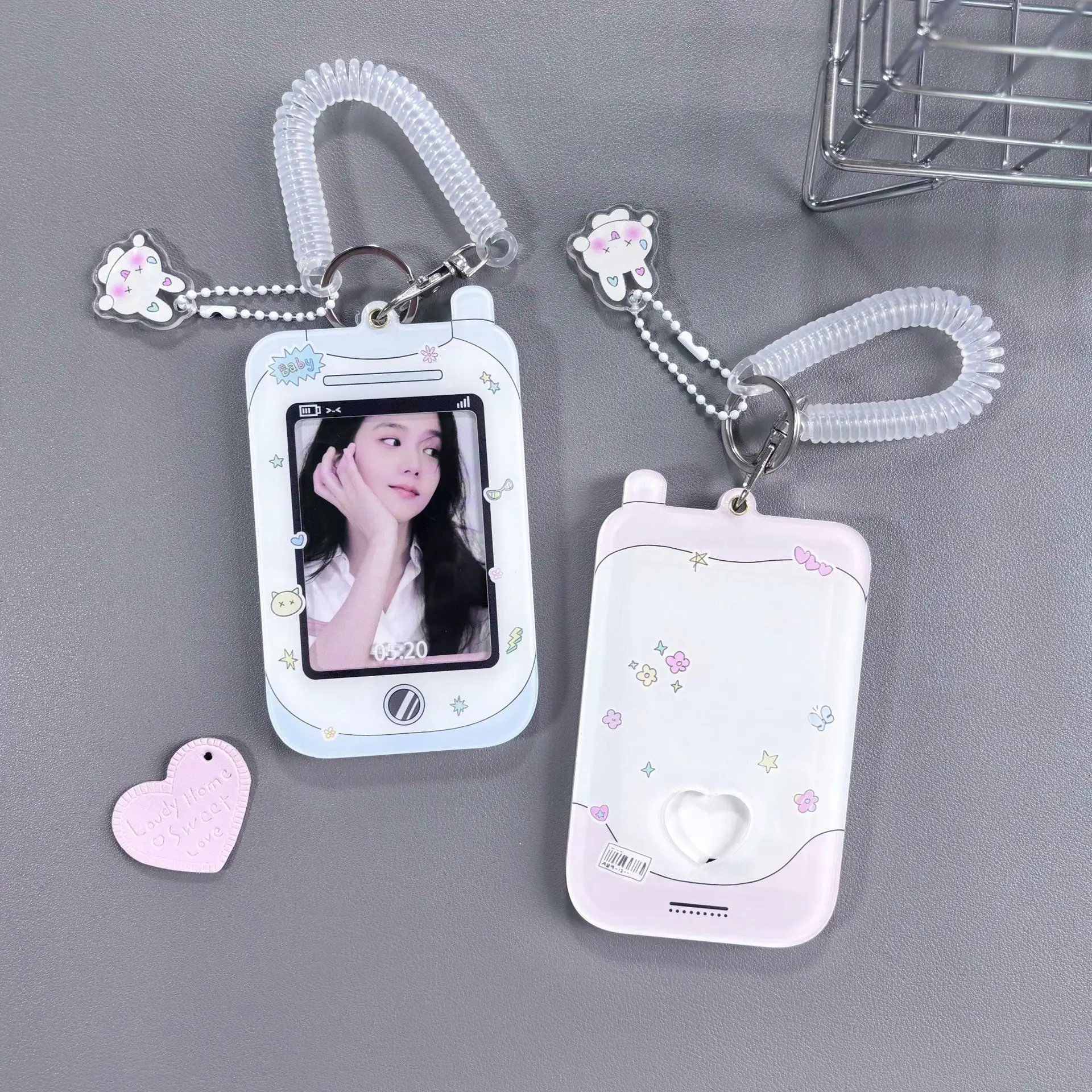 Photo Card Holder Key Chain Idol Photo Card Holder Decorative Student ID Badge Girls Card Sleeves