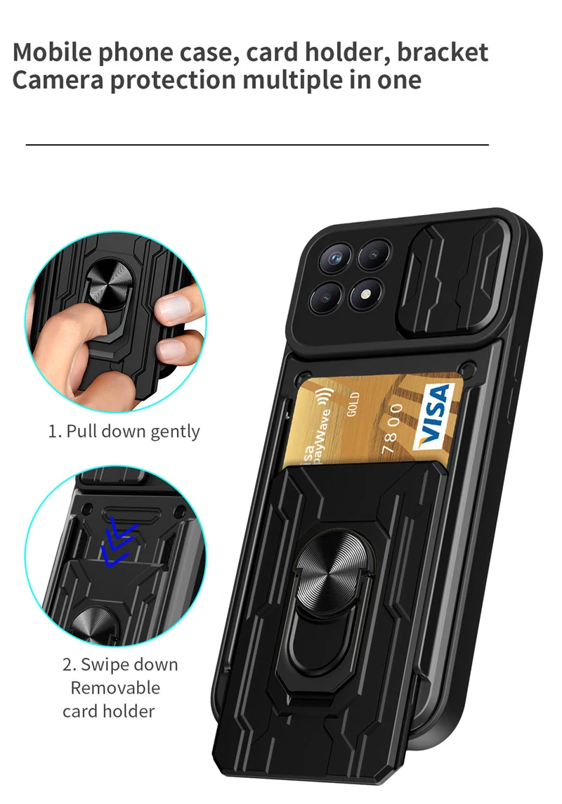 For Realme 8i Case Card Slot Ring Stand Camera Protect Phone For Cases Realme 8 Pro Realme8 4G 5G Shockproof Armor Back Cover 2