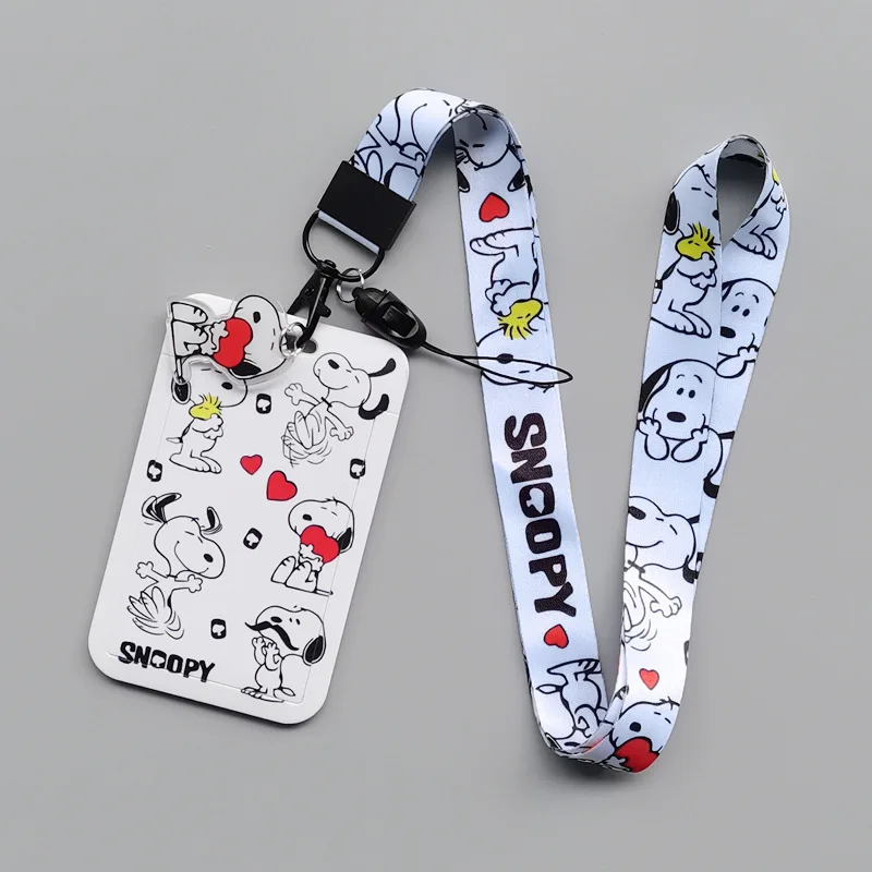 스누피 애니메이션 카드 케이스 카드 매는 밧줄 열쇠 매는 밧줄 코스프레 배지 ID 카드 소지자 넥 스트랩 열쇠 고리 Luffy Zoro Ace
