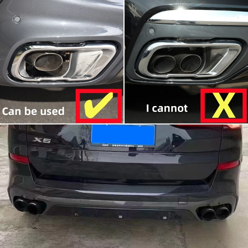For BMW X5 X6 X7 Quad Tailpipe to G05 G06 G07 Muffler Carbon Fiber Exhaust Pipe Tip Nozzle Exhaust Head for exhaust muffler tip