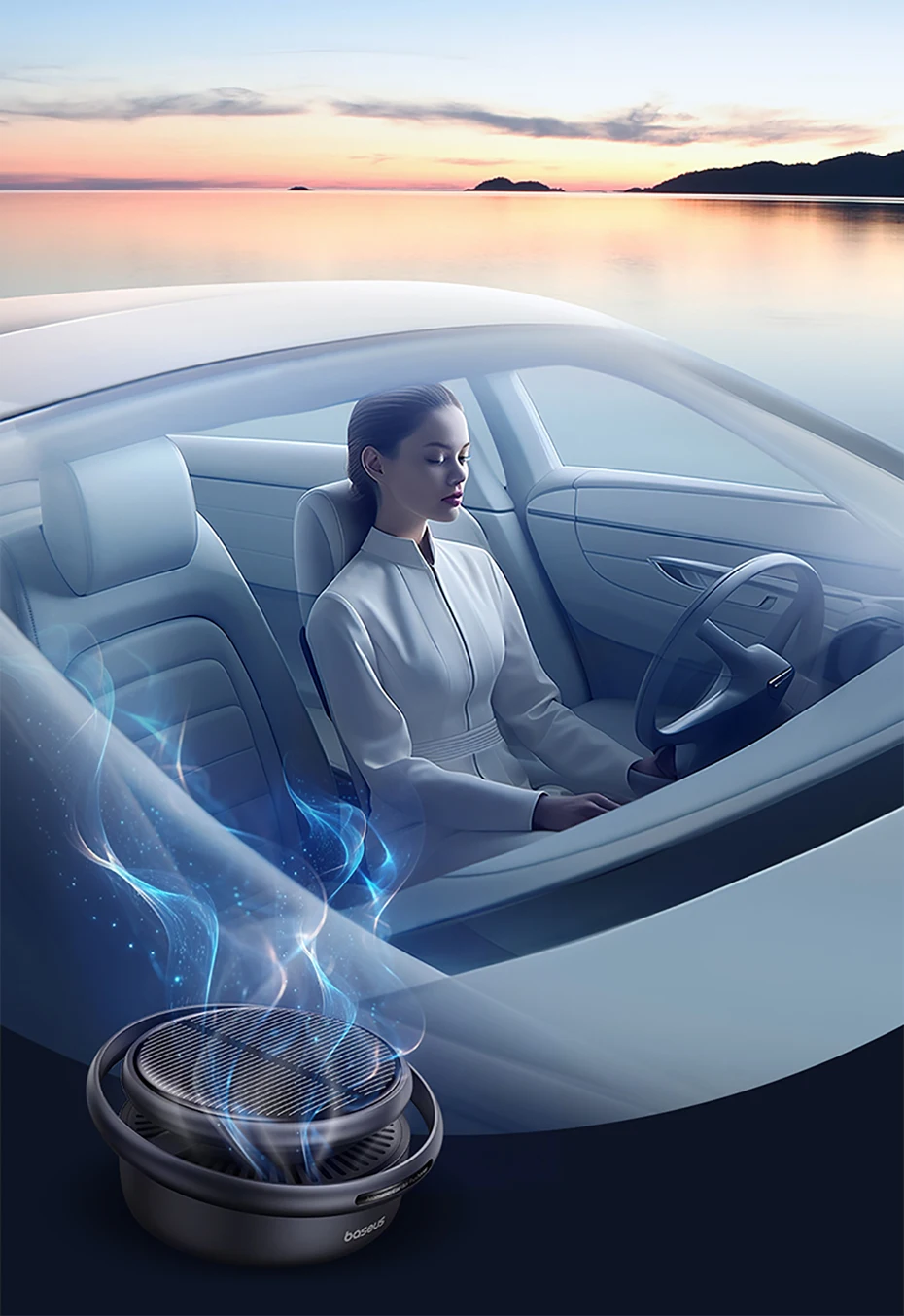 Baseus Car Air Freshener Solar Power Automatic Rotating Diffusion Perfume description image 4
