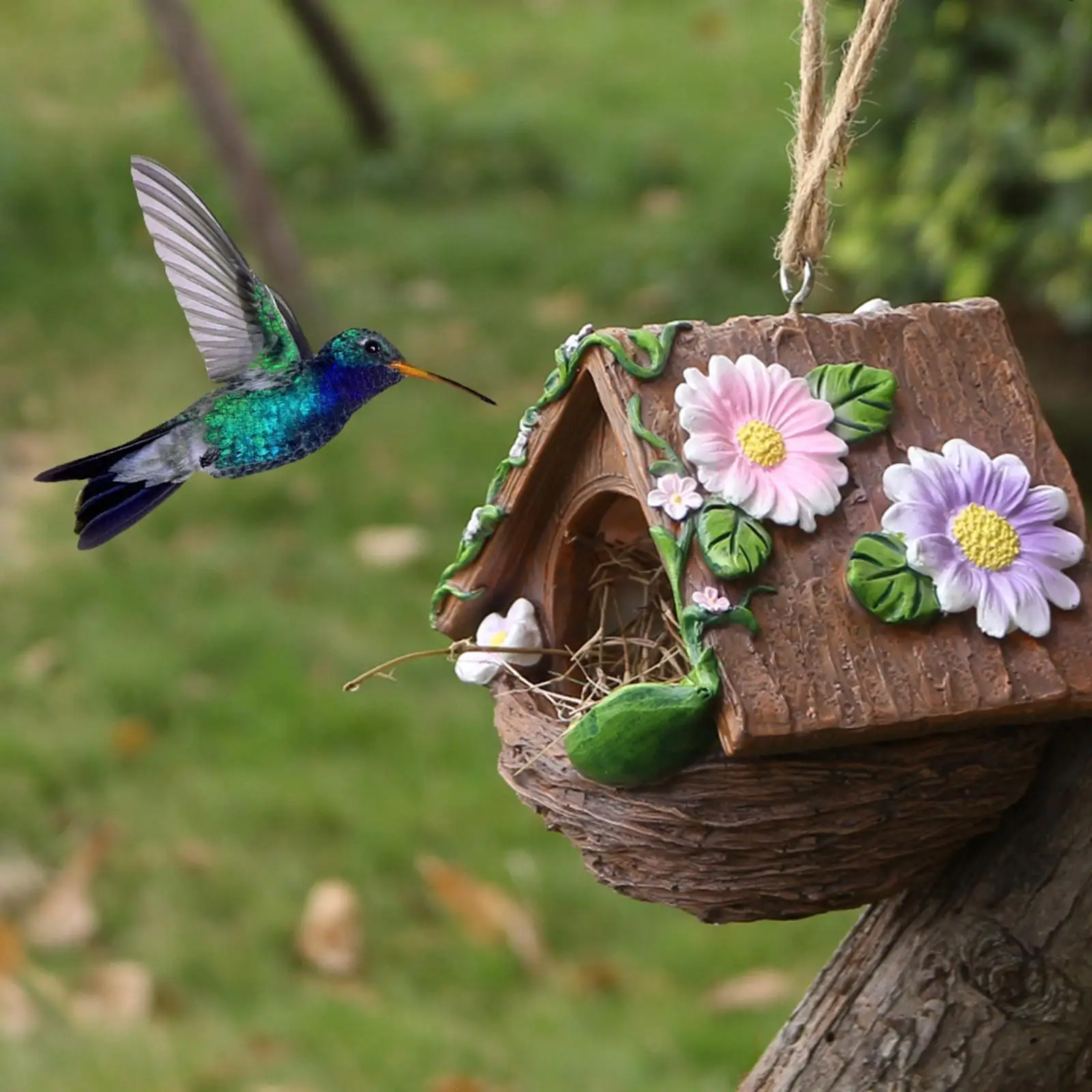 รูปสินค้า บ้านนกตกแต่งสวนสไตล์ชนบท นกนางแอ่น นกโรบิน