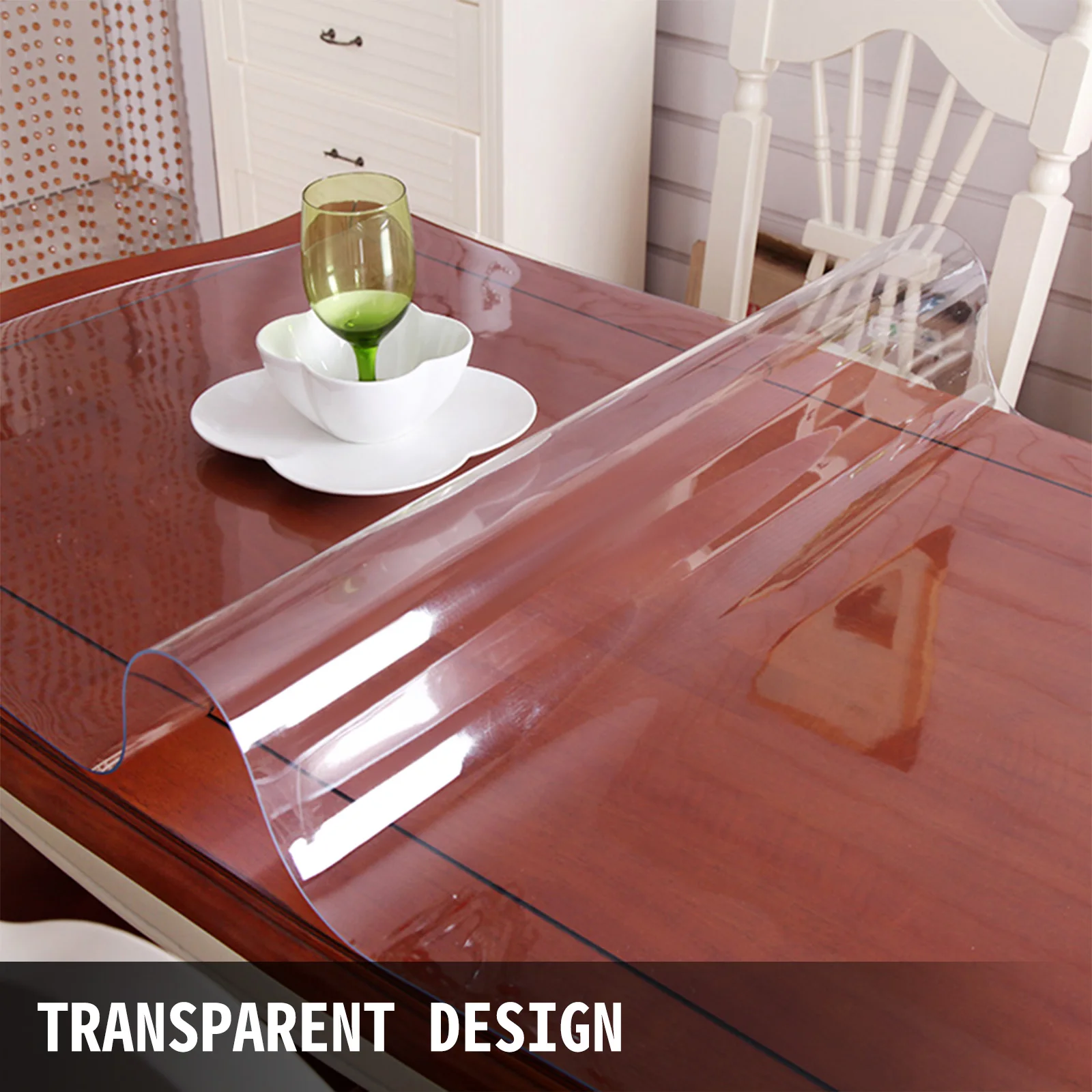 VEVOR PVC Tablecloth Transparent Table Cloth 1.5mm 2mm Waterproof Oilproof Plastic Soft Glass Protector Cover for Dining Table plastic tablecloth