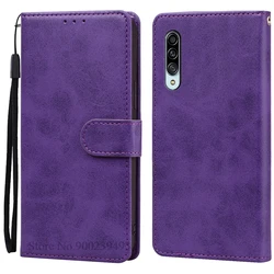 Luxury Leather Wallet Flip Phone Case - Premium Protective Cover for Galaxy A90 5G (Purple)