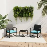 All-Weather 3-Piece Outdoor Patio Furniture Set with Wicker Rattan Chairs for Garden, Balcony, Poolside 6