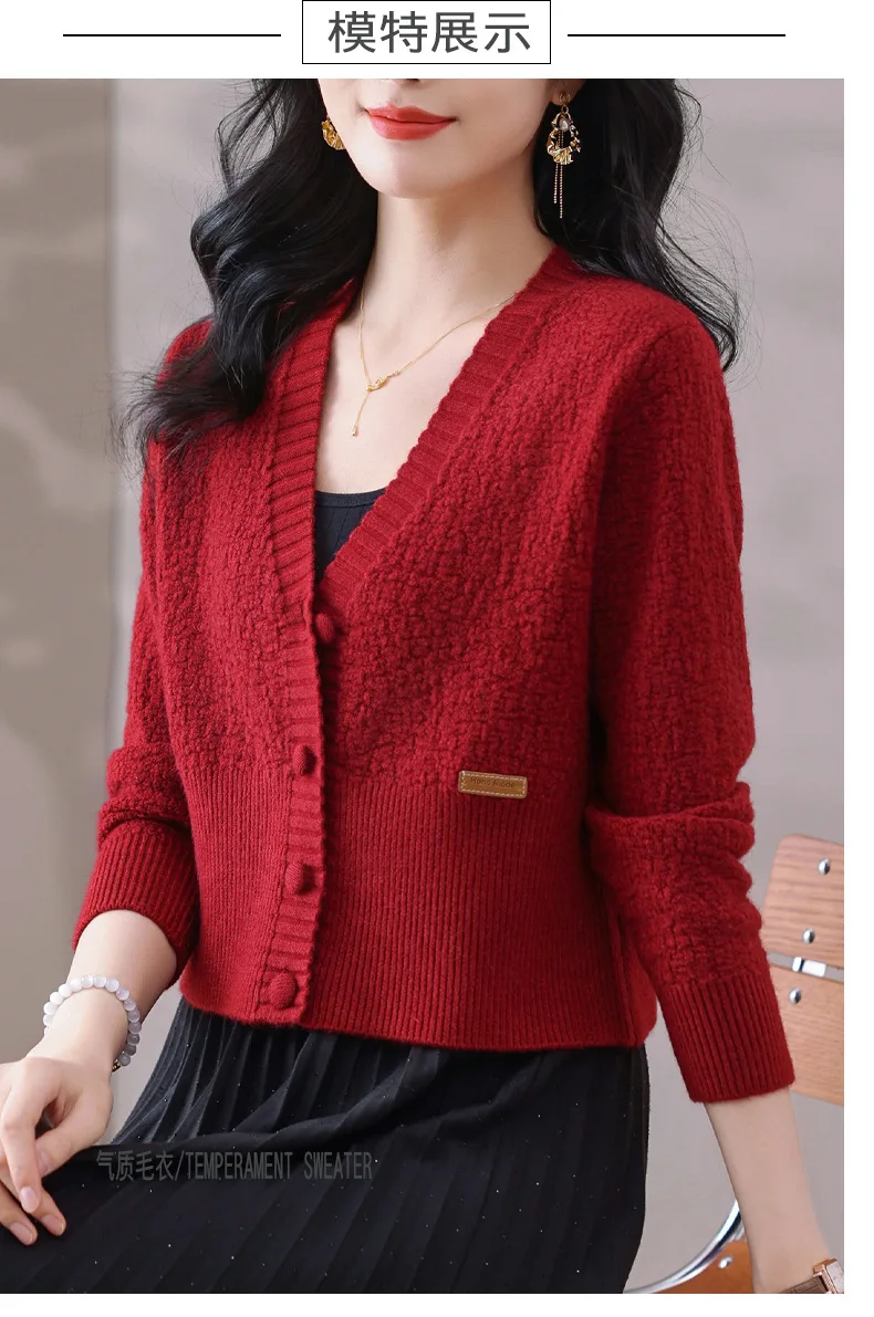Kurze Strickjacke Für Frauen Jacke Neue Tasten Strickwaren Langarm Tops Weiblichen Frühling Herbst Pullover Mantel Stricken Frau Kleidung – Detail 5