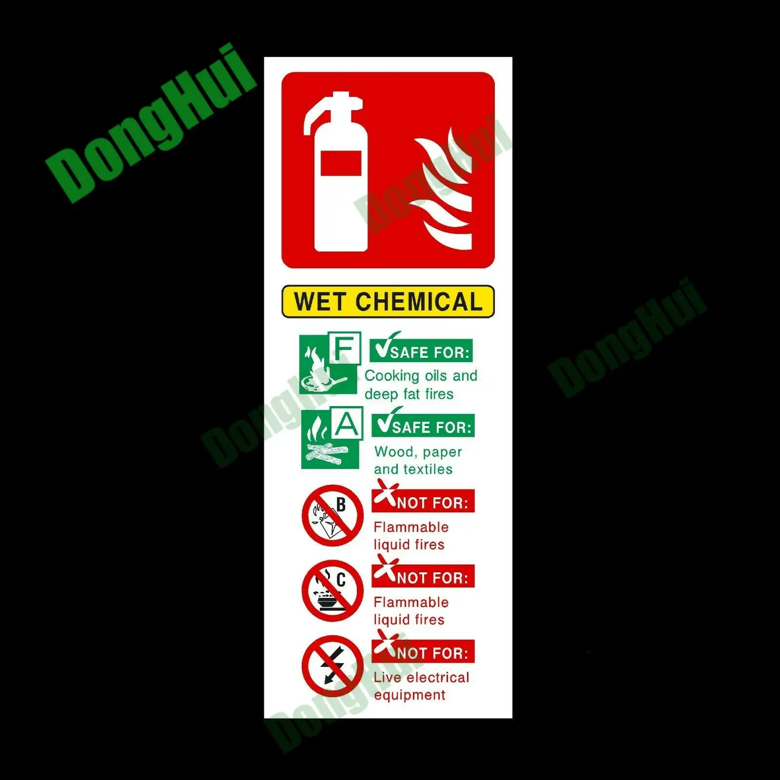 

Fire Extinguisher Wet Chemical Fire Extinguishing Label Plastic Sign Warning Caution Danger Adhesive Car Sticker PVC Waterproof