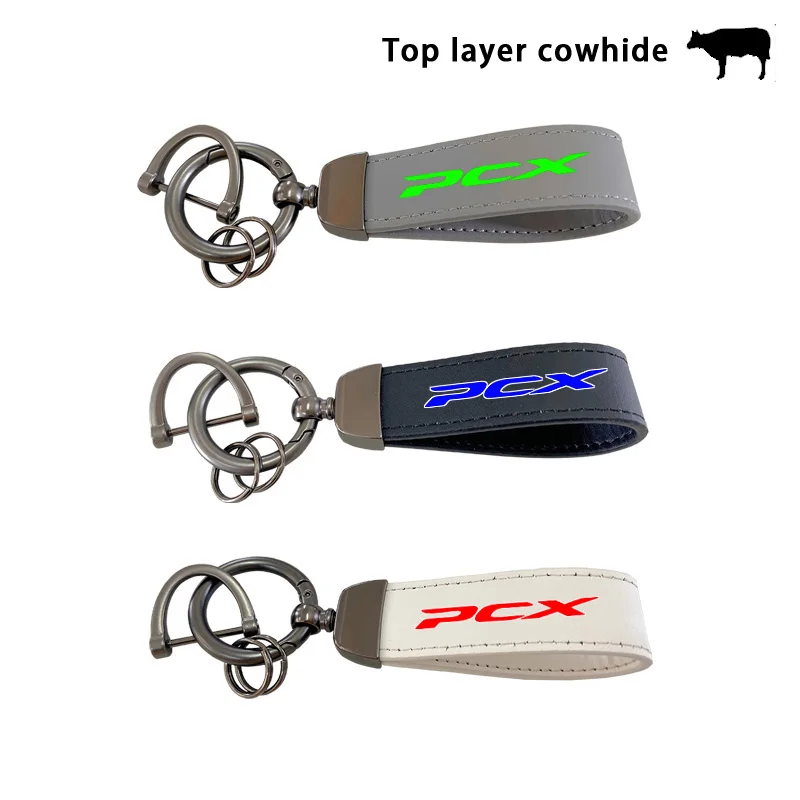 For Honda PCX 160 150 125 PCX150 PCX125 CNC Top layer cowhide motorcycle KeyRing Keychain accesorios Support custom