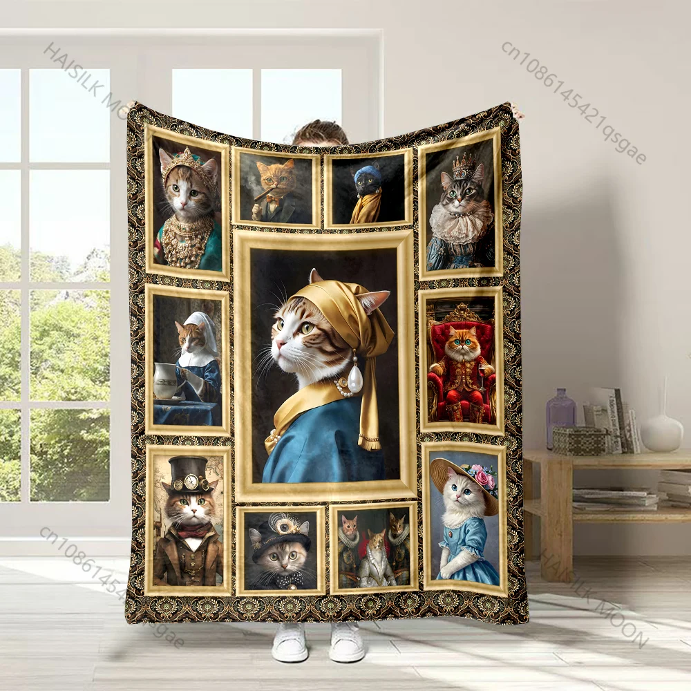 cat-classical-photo-frame-blanket-soft-cozy-throw-for-home