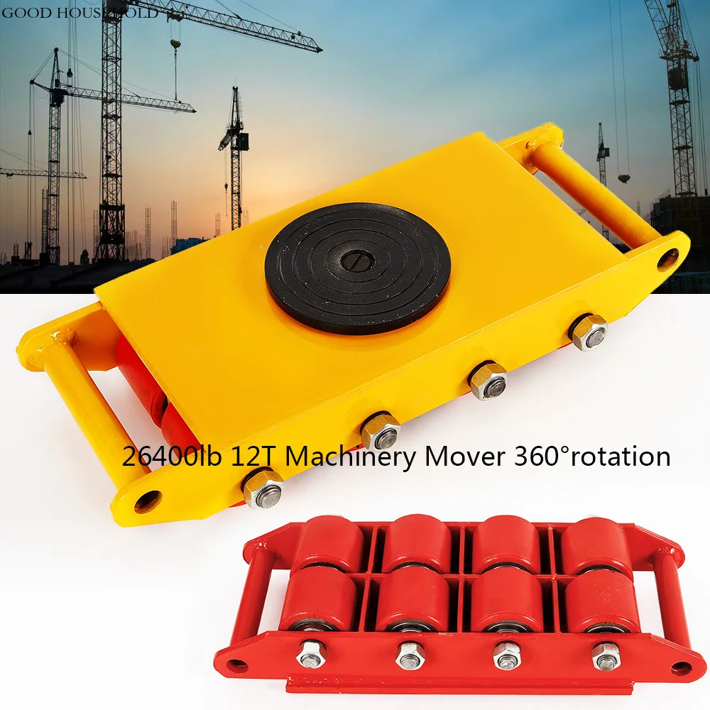 12t Dolly Skateboard Mechanical Roller Industrial Machinery Power Generation Heavy Cargo Trolley Skate 360° Swivel Cap