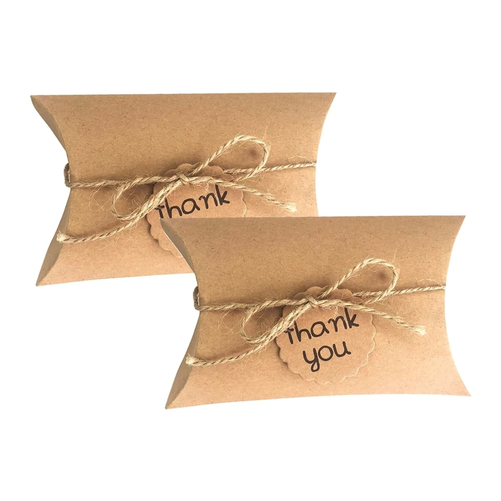 Kraft Paper Pillow Box Jewelry Candy Gift Wedding Favor Packaging Supplies 50pcs