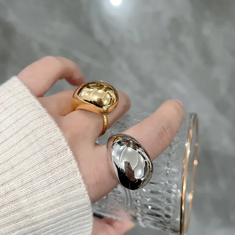 Bagues géométriques irrégulières faites à la main en or regardé 925 pour femmes, bijoux fantaisie, cadeau de fête et de Noël, livraison directe 1