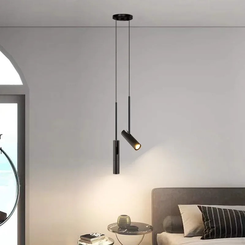 Nordic Modern Concise Pendant Light Black Chandelier for Bedroom Bedside Reading Bar Coffee Decor Hanging Lamp Adjustable Angle 3