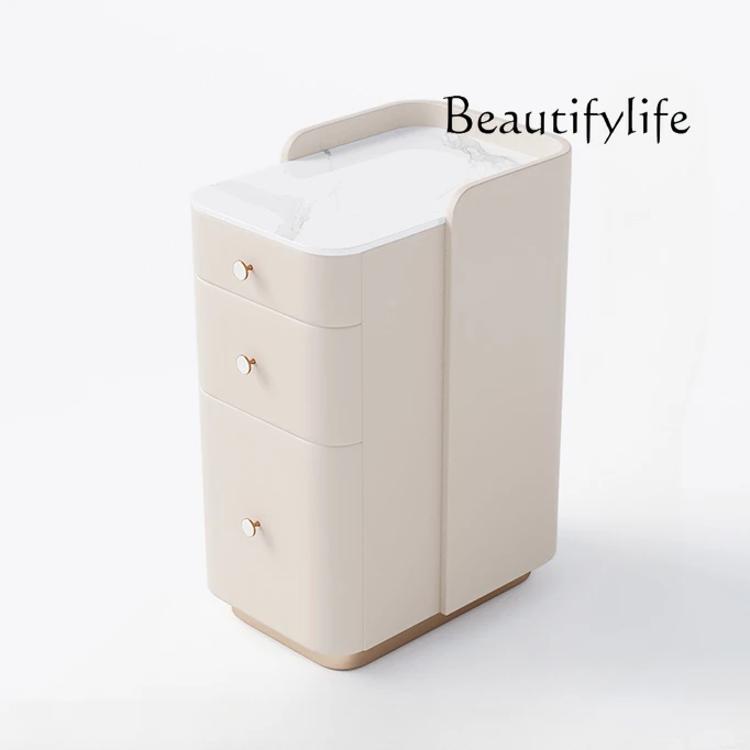 

Bedside Storage Cabinet Stone Plate Simple Cream Style Solid Wood Narrow Seam Ultra Narrow Storage Storage Narrow Cabinet