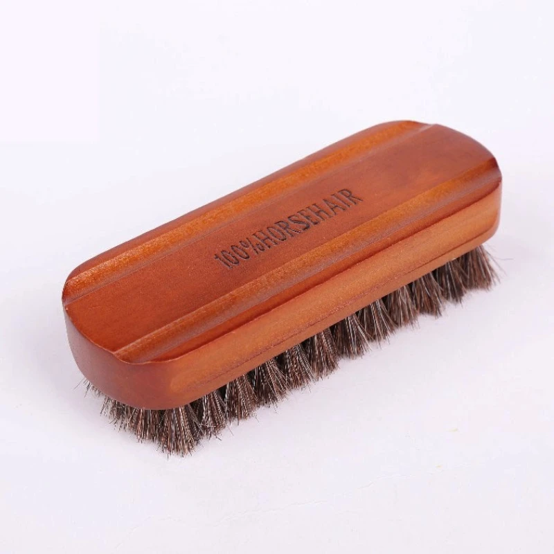 Horsehair Care and Cleaning Brush Set Medium Long Handle Bristle Shoe Brush for Oil and Dust Removal 2