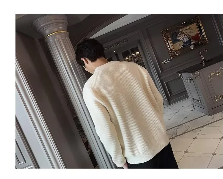 Description Picture 4 of itemSpring Autumn 2023 New Men's Sweater Jacket Solid Color Knitted Cardigan Casual Versatile Slimming Smooths Your Silhouette Top
