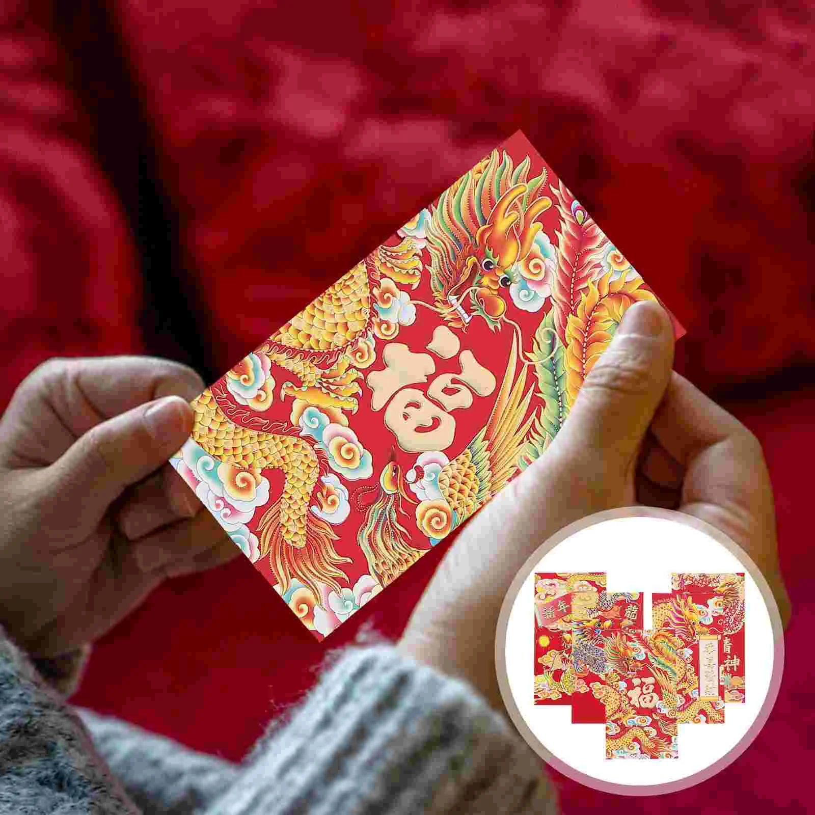 

Китайские красные конверты 30 шт., 2024 год, красный пакет дракона, Весенний фестиваль, пакеты для денег на удачу, Подарочный пакет для денег Hong Bao