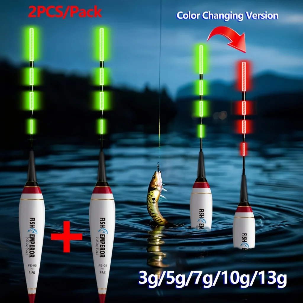 Float lumineux électronique 2 pièces couleur changeante pour pêche de la carpe et pêche au rock en Europe