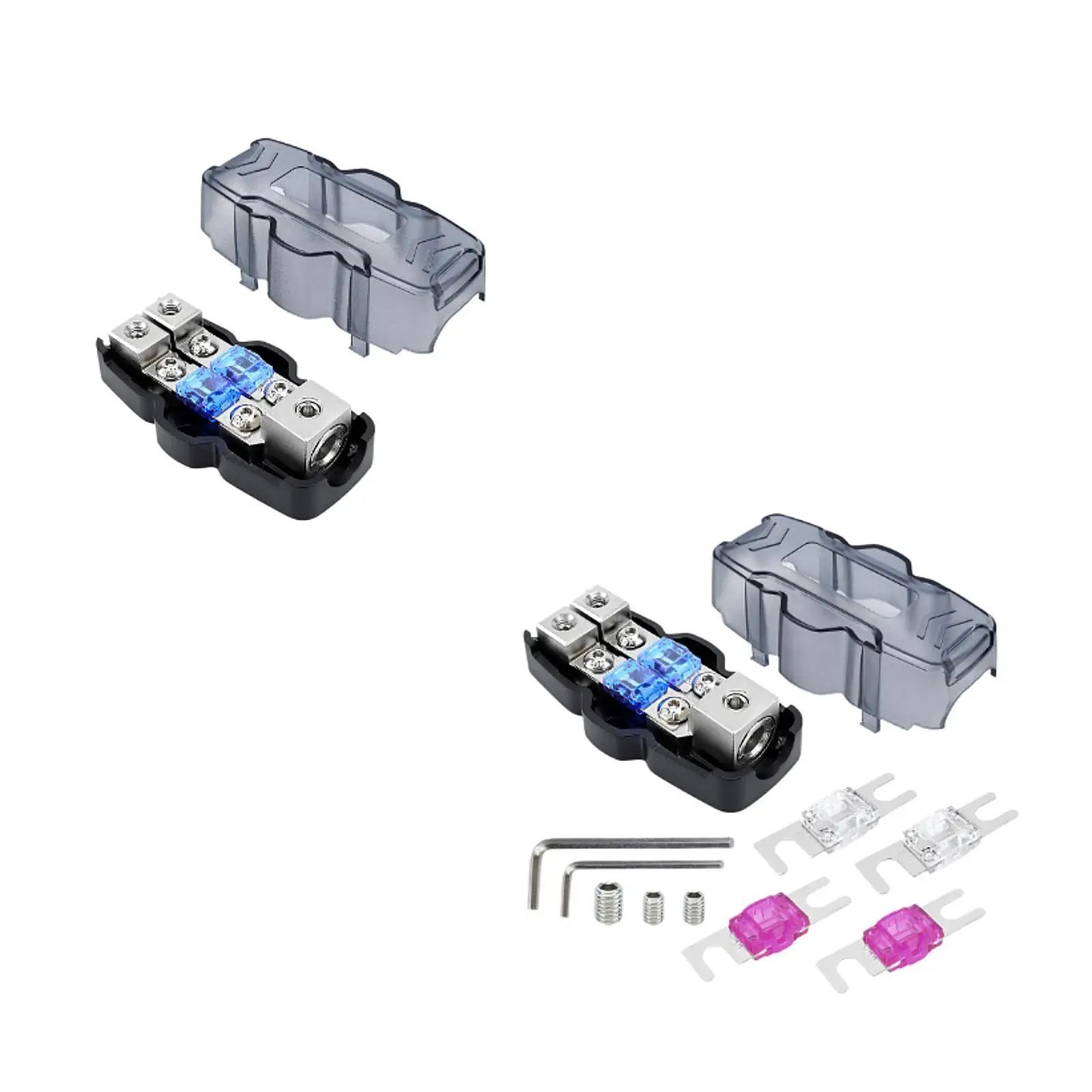Fused Distribution Block 1 in 2 Out Output 2x 4/8 60A 80A 100A Portable Accessories Fuse Holder for Cars Rvs Yachts Ships Fused Distribution Block 1 in 2 Out Output 2x 4/8 60A 80A 100A Portable Accessories Fuse Holder for Cars Rvs Yachts Ships