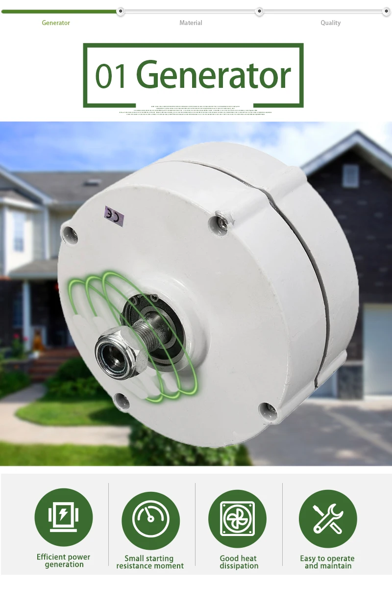 Description Picture 3 of item5000W Rare Earth Permanent Magnet Generator 12V24V48V AC Single Phase Alternator Wind Turbine High Efficiency Alternative Energy